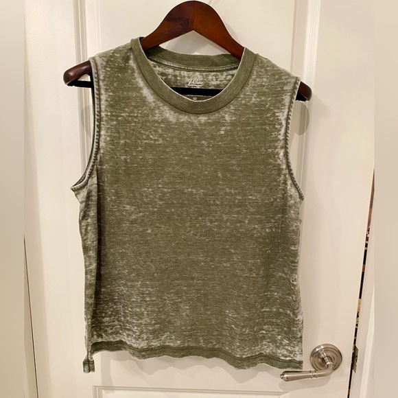 J Crew distressed tank top in acid wash cotton knit khaki Size M - Picture 1 of 10